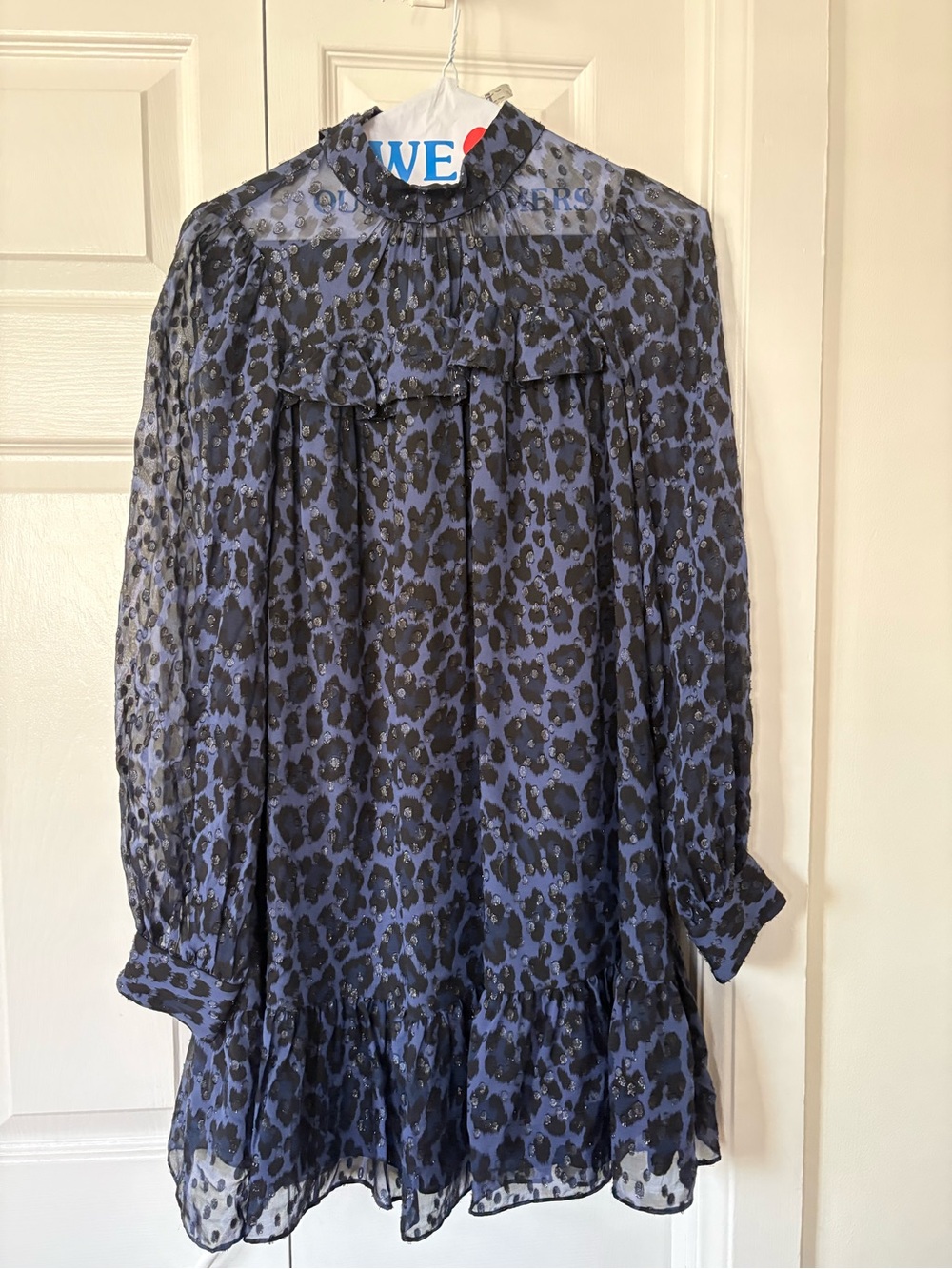 kate spade Purple and Black Leopard Print Long Sleeve Dress